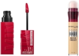 Combo Maybelline con lápiz labial líquido SuperStay Vinyl Ink + corrector de maquillaje Instant Age Rewind bajan a su menor precio
