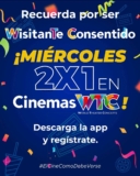 2×1 en boletos al cine en Cinemas WTC los miércoles si te registras en su programa de lealtad