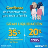 Gran Liquidación de Ropa Walmart: Desde 35% de descuento y bonificación pagando con Cashi