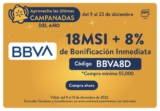 Cupón Walmart Campanadas 8% de descuento + 18 msi con BBVA