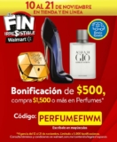 Cupón Walmart Buen Fin Irresistible 2021: $500 de bonificación en perfumes