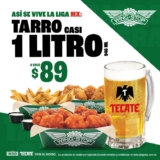 Promo Wingstop: Tarro de cerveza a $89 los fines de semana