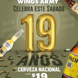 Promoción Wings Army 19 Aniversario: Cervezas a $19 hoy sábado