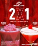 2×1 en bebidas de San Valentín en Wings Army durante febrero