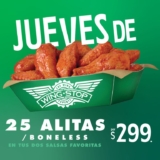 Jueves de Alitas Wingstop: 25 alitas y/o boneless (hasta 2 salsas) por $299