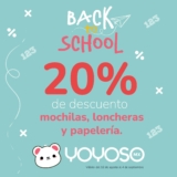 Promoción Yoyoso Regreso a Clases: 20% de descuento en mochilas, loncheras y papelería