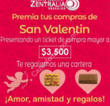 Promoción Zentralia Coacalco de cartera gratis con tus compras