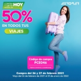 Código Aeromar 50% de descuento en todos los viajes hoy