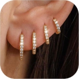 Juego de aretes múltiples de plata con chapa de oro y brillantes bajan a un gran precio por el Prime Day