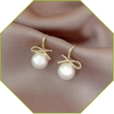 Par de aretes con brillantes y perla bajan a un precio buenísimo + envío