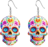 Aretes diseño Día de Muertos Calaverita de azúcar bajan a un excelente precio