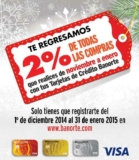 2% de bonificación en todas las compras pagando con tarjetas Banorte de noviembre a enero!!