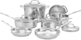 Batería de cocina de acero inoxidable Cuisinart 77 de 11 piezas baja a un excelente precio + 24 meses sin intereses
