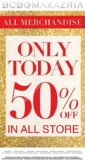 Todo a mitad de precio en BCBGMAXAZRIA hasta el 31 de diciembre