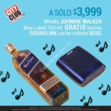 Compra un Johnnie Walker Blue Label en City Market y llévate gratis una bocina Soundlink de Bose de más de $2000