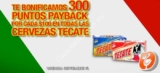 300 puntos payback por cada $100 de compra en cervezas Tecate en La Comer válido sólo hoy 15 de septiembre