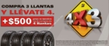 3X4 en llantas y $500 en monedero electrónico en Bridgestone