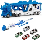 Juguete camión transportador y pista de carreras con 5 cochecitos baja a su menor precio