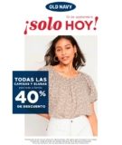 40% de descuento en camisas y blusas en Old Navy sólo hoy sábado