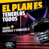 En Carl’s Jr vasos de Rápidos y Furiosos X si agrandas tu combo