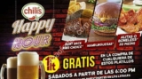 Promoción Chilis Happy Hour: tarro de cerveza Gratis con platillos seleccionados los sábados