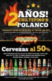 Cervezas al 50% de descuento en Chiltepinos Pabellón Polanco