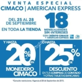 Venta Especial American Express en Cimaco 18 meses sin intereses y hasta 20% de bonificación en Monedero Cimaco