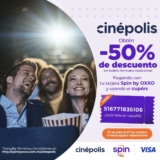 Boletos Cinépolis a mitad de precio con la tarjeta Spin by Oxxo