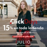 Click Days Julio: 15% de descuento en toda la tienda en línea del 21 al 23 de octubre