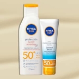 Combo Nivea Sun protector solar facial control brillo + protector solar corporal Protección & Piel Sensible baja a un excelente precio