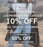 En boutiques Abercrombie & Fitch cupón de 10% de descuento adicional a los primeros 50