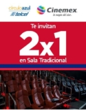 Cupón Cinemex 2×1 en sala tradicional de lunes a domingo