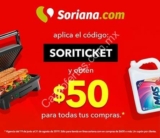 Cupón Soriana Soriticket de $50 de descuento en toda la tienda en línea
