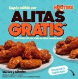 Cupón Hooters 2×1 en orden de alitas los viernes y sábados de abril si mandas un mensaje por Whatsapp