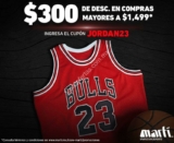 Cupón Martí tienda en línea de $300 de descuento en ropa y calzado de basquet válido sólo hoy