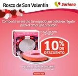 Soriana cupón de descuento en rosca de San Valentín