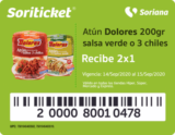 Cupón Soriana Soriticket 2×1 en atún Dolores salsa verde, chilorio o 3 chiles