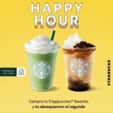 Cupón Happy Hour Starbucks: 2×1 en frappuccinos hasta el 16 de agosto