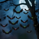 Decoración colgante de Halloween murciélagos con luz LED con 18 piezas bajan a un magnífico precio