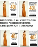 En Forever 21 recibe 40% de descuento en una prenda si dejas tu correo en caja. Válido sólo hoy 25 de agosto