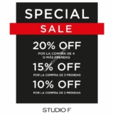 Venta Especial Studio F: Descuentos escalonados de hasta el 20%