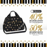 En LeSportsac 40% de descuento en cosmetiqueras y hasta 50% de descuento en toda la tienda