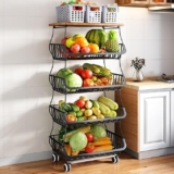 Estante de cocina para frutas con 4 cestas y ruedas de desplazamiento baja a un gran precio