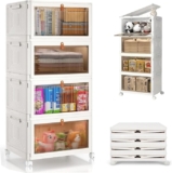 Juego de 4 cajas de almacenamiento apilables y plegables con tapa transparente en su precio más económico