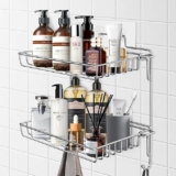Estante de ducha para baño de aluminio con montaje sin taladro baja a su menor precio