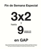 Fin de Semana Especial Gap: 3×2 y hasta 9 meses sin intereses