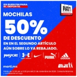 Flash Sale Martí: Segundo a mitad de precio en mochilas hoy de 12:00 a 3:00 PM