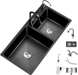 Fregadero doble de cocina con grifo y escurridor de platos de acero inoxidable baja de precio