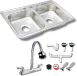 Fregadero de cocina con doble tina de acero inoxidable con mezcladora incluida baja a su menor precio