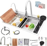 Fregadero doble de cocina de acero inoxidable con mezcladora y accesorios baja a su menor precio